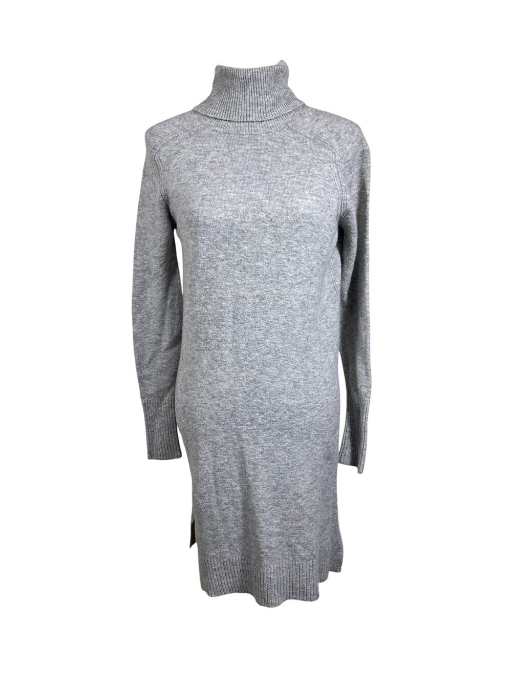 J.CREW heather gray fine-knit turtleneck sweater dress size XXS  wool / alpaca